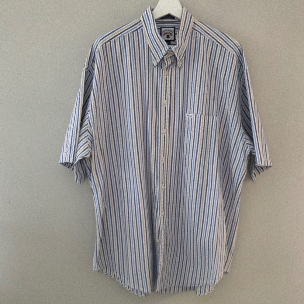 Faconnable Albert Goldberg Mens XXL Short Sleeve Striped Button Down Shirt USA